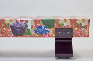 'A Space for Us' bench made with stainless steel, automotive primer, acrylic paint and automotive 2k top coat paint finish