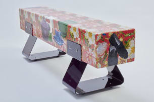 'A Space for Us' bench made with stainless steel, automotive primer, acrylic paint and automotive 2k top coat paint finish