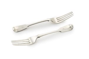 A pair of Cape silver fiddle pattern forks, unknown maker, unknown date