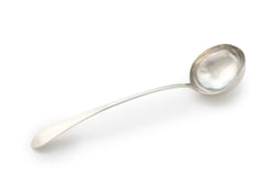 A Cape silver soup ladle, unknown maker HNS, 18th century