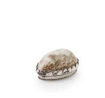 A Cape silver-mounted cowrie shell snuff box, possibly Johannes Combrink, c.1814-1853