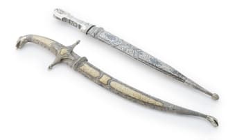 Two silver-inlaid daggers, possibly Arabic, unknown maker, 19th/20th century