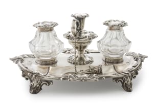 A Victorian silver inkstand, Henry Wilkinson & Co, Sheffield, 1845