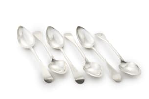 Six Cape silver Old English pattern spoons, Johannes Combrink, c.1814-1853