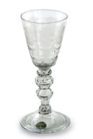 A Saxon glass goblet decorated with the crests of the seven provinces of Holland, mid-18th century