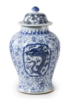 A pair of Chinese blue and white porcelain jars, Kangxi period, 1662-1722