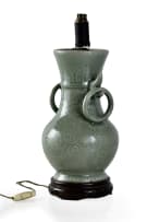 A Celadon lamp base, in Ming celadon style, 1736-1795