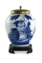 Ceramic tobacco jar, Delft, tin-glazed earthenware, De Verguld Blompot