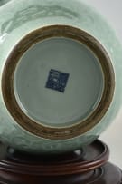 A Celadon glazed ceramic vase converted to lamp base