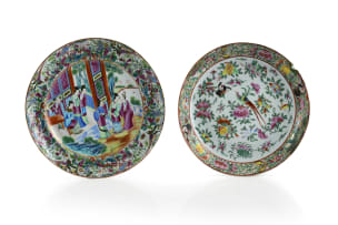 A pair of Chinese famille rose porcelain plates, Canton, circa 1832