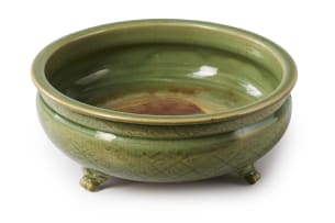A Chinese celadon tripod bowl with incised decoration, Ming dynasty, 1368–1644