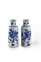 A pair of blue and white porcelain vases, Kangxi period, 1662-1722