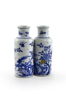 A pair of blue and white porcelain vases, Kangxi period, 1662-1722