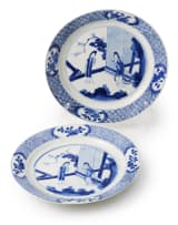 A pair of Chinese blue and white porcelain saucer dishes, Kangxi period, 1662-1722