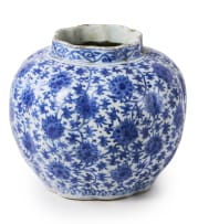 A pair of Chinese blue and white Lotus porcelain vases, Wanli period, 1368-1644