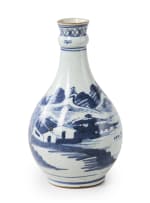 A Chinese blue and white porcelain water bottle, late 18th century