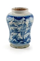 An Italian Maiolica albarello vase, 17th century
