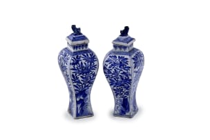 A pair of Chinese export porcelain baluster vases and covers from the Vung Tau shipwreck, c.1690