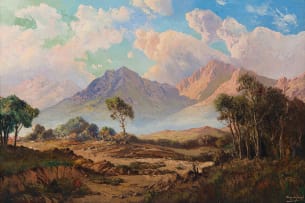 Tinus de Jongh; Landscape with Trees and Distant Mountains