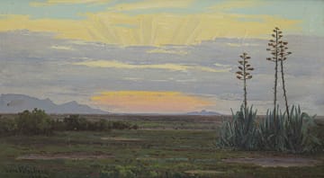 Vera Volschenk; Landscape with Aloes and Distant Mountains