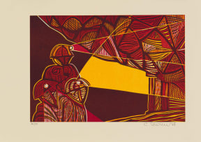 Cecil Skotnes; Miners Underground, from Man's Gold portfolio