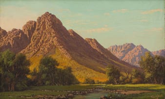 Tinus de Jongh; Mountainous Landscape with Trees