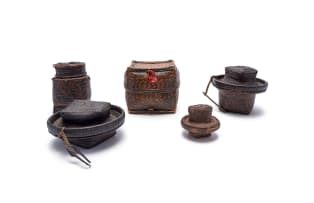 Unrecorded artist, Kuba Peoples; Fine Kuba lidded baskets, five
