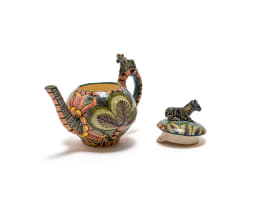 Ardmore Ceramic Studio; Teapot with zebra and floral decoration