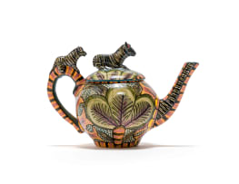 Ardmore Ceramic Studio; Teapot with zebra and floral decoration