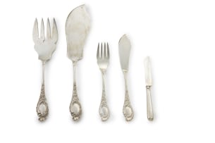 A part set of Russian silver flatware, St. Petersburg, c.1908