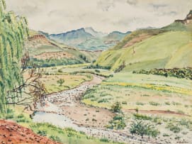 Fred F Bauer; Landscape with River