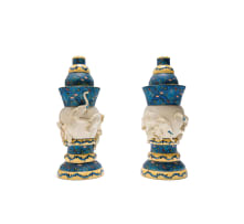 Ardmore Ceramic Studio; Lamp bases with elephant decoration, two