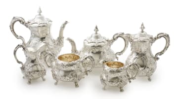 A Victorian six-piece silver tea and coffee set, Goldsmiths Alliance Ltd, London, 1870 and 1889