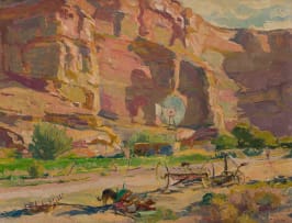 Francois Roux; Farm Scene with Windmill