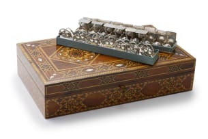 A collection of Egyptian silver place card holders, Cairo, 1992-1996, .900