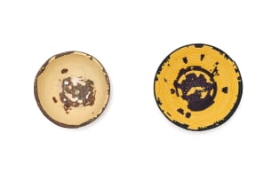 Margret Gembe, Tintsaba; Small Tintsaba sisal basket and enamelware bowl