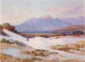 Hugo Naudé; A Figure Walking in Sand Dunes