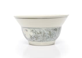 Esias Bosch; Large flared conical bowl with flower motif