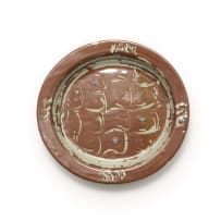 Hyme Rabinowitz; Deep oval dish with net motif