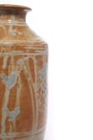 Hyme Rabinowitz; Brown vase with blue decoration