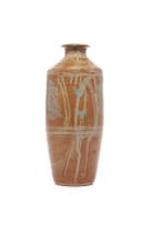 Hyme Rabinowitz; Brown vase with blue decoration