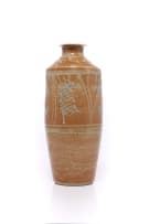 Hyme Rabinowitz; Brown vase with blue decoration