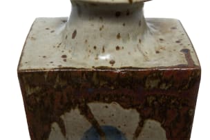 Tim Morris; Rectangular bottle shaped vase with plants and circular motif