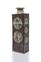 Tim Morris; Rectangular bottle shaped vase with plants and circular motif