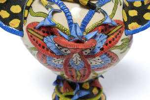 Ardmore Ceramic Studio; Lidded vessel with flowers and lizards