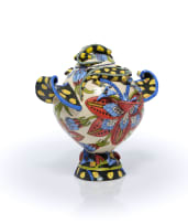 Ardmore Ceramic Studio; Lidded vessel with flowers and lizards