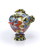 Ardmore Ceramic Studio; Lidded vessel with flowers and lizards