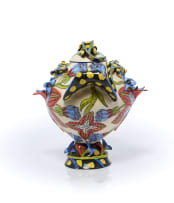 Ardmore Ceramic Studio; Lidded vessel with flowers and lizards