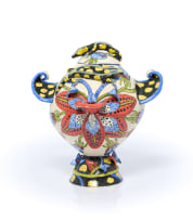 Ardmore Ceramic Studio; Lidded vessel with flowers and lizards