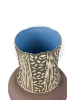 Anton Bosch; Matt stoneware vase with line and leaf motif